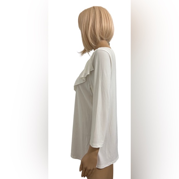 Susan Lawrence Off-White Long Sleeve Blouse with Embellished Neckline - Picture 3 of 4
